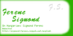 ferenc sigmond business card